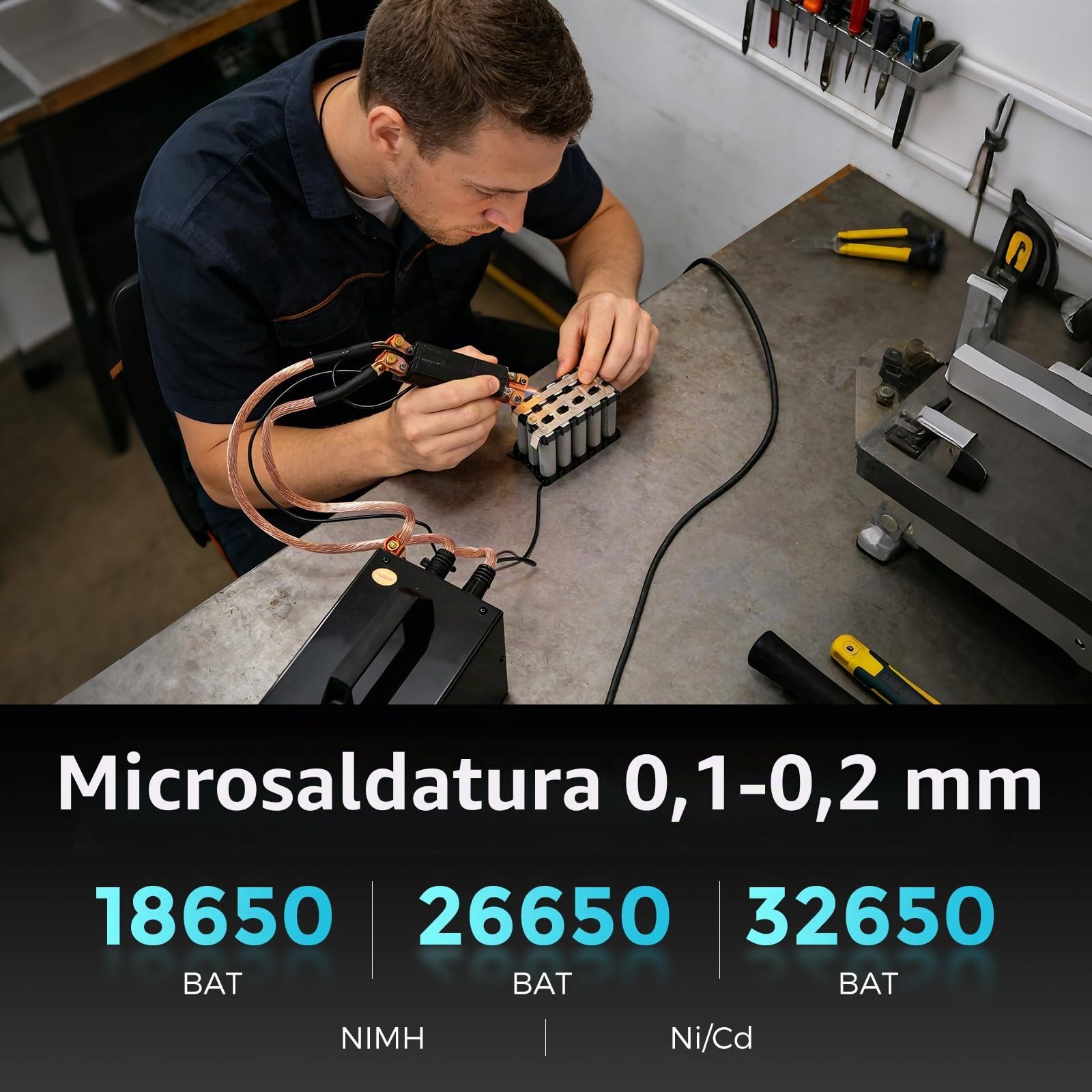 Bonvoisin Saldatrice a Punti 220V Uscita 400-1000A per 0,1-0,2mm | Saldatrice a Punti AC Per Uso Continuo, 400–1000A Con Impulso 20ms–5s, Penna a Un Tocco, Tutti i Pezzi Inclusi