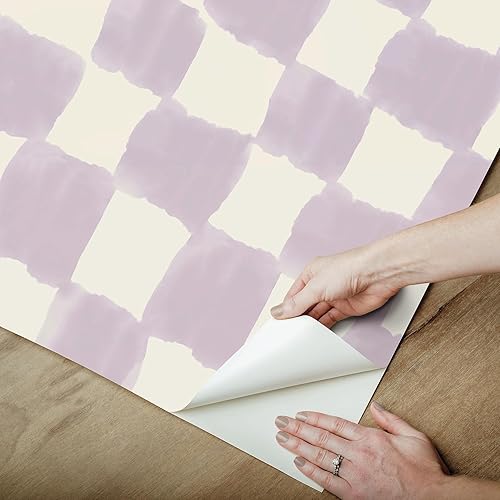 Miniatura 8 de Mr. Kate RoomMates Tess RMK12774PLW - Papel tapiz de cuadros suave lavanda para despegar y pegar, color lavanda