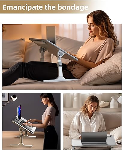 Miniatura 4 de Escritorio de cama para laptop, escritorio de regazo mejorado para cama con ranura ajustable en ángulo para tableta, mesa plegable con cajón de
