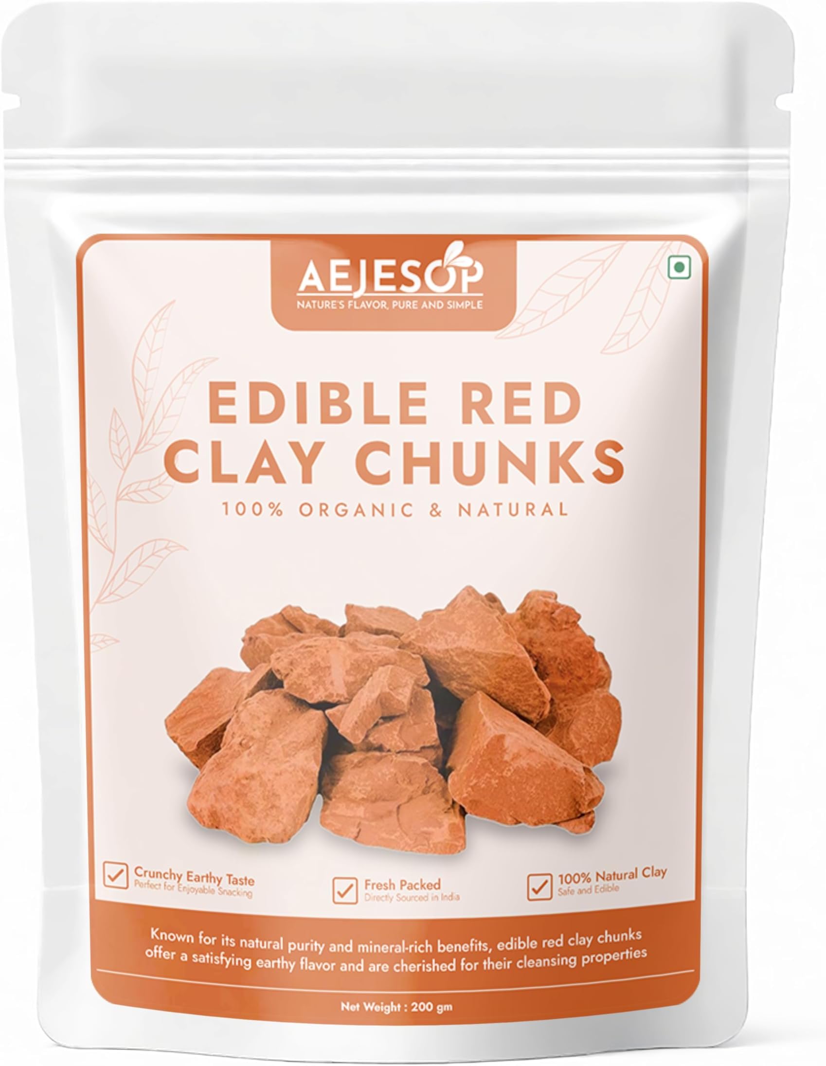AEJESOP Red Clay, Edible Clay Chunks, Natural Clay, Organic Clay, Clay Mask, Natural Mud Mask - wt. 7 oz (200gm)