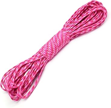 100ft Type III 7 Strand Core Paracord 550 Parachute 100# Mix Pink