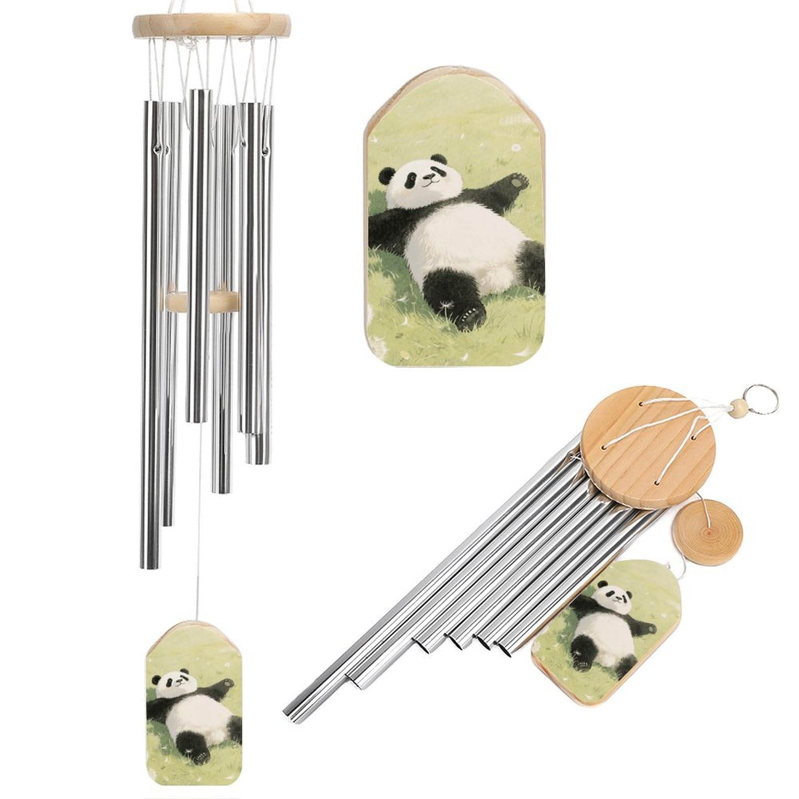 Carillon à vent panda pour extérieur, suspension décorative de 52cm pour porche et pergola