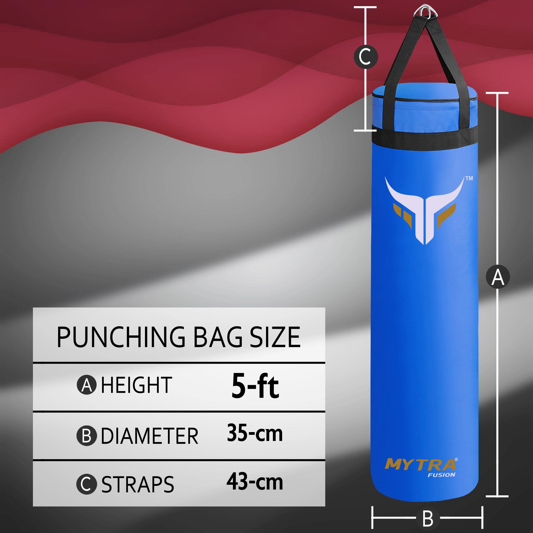 Mytra Fusion Appendere sacco da boxe Unfilled sacco boxe per MMA, Muay Thai, Boxe, Allenamento di Karate adulti sacco da box Disponibile con 2 misure 4FT e 5FT