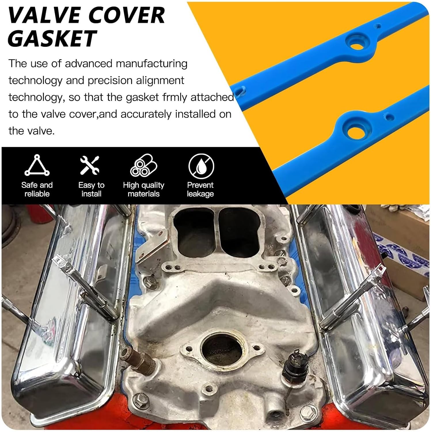 Professional Valve Cover Gasket 3/16"-thick Heads/Valve Covers for SBC Small Block Chevrolet 265, 283, 305, 327, 350, 383, 400