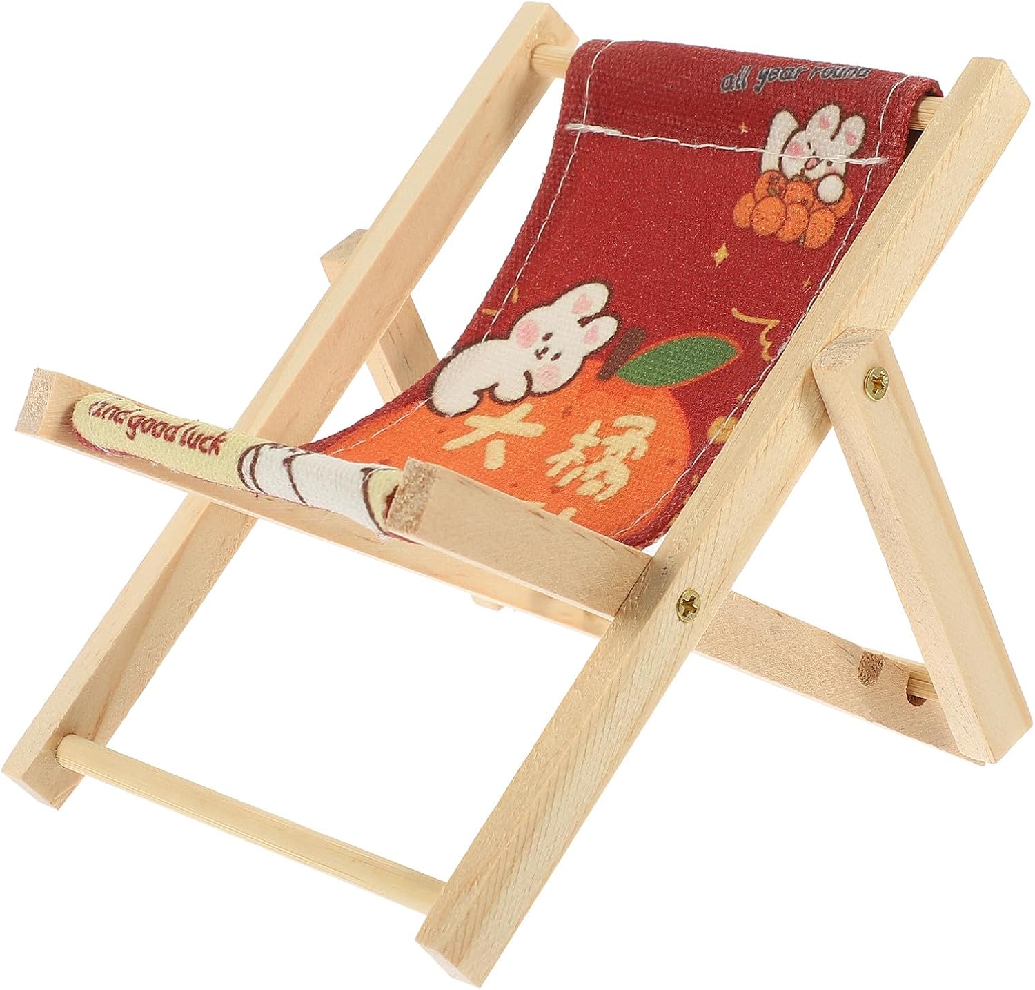 GALPADA Mini Beach Chair Phone Stand Xmas Desktop Wooden Canvas Holder
