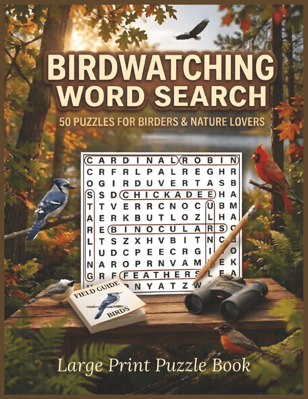 Birdwatching Word Search: Large Print Bird Watching Word Search for Adults and Seniors: 50 Uniquely Titled Puzzles with Solutions