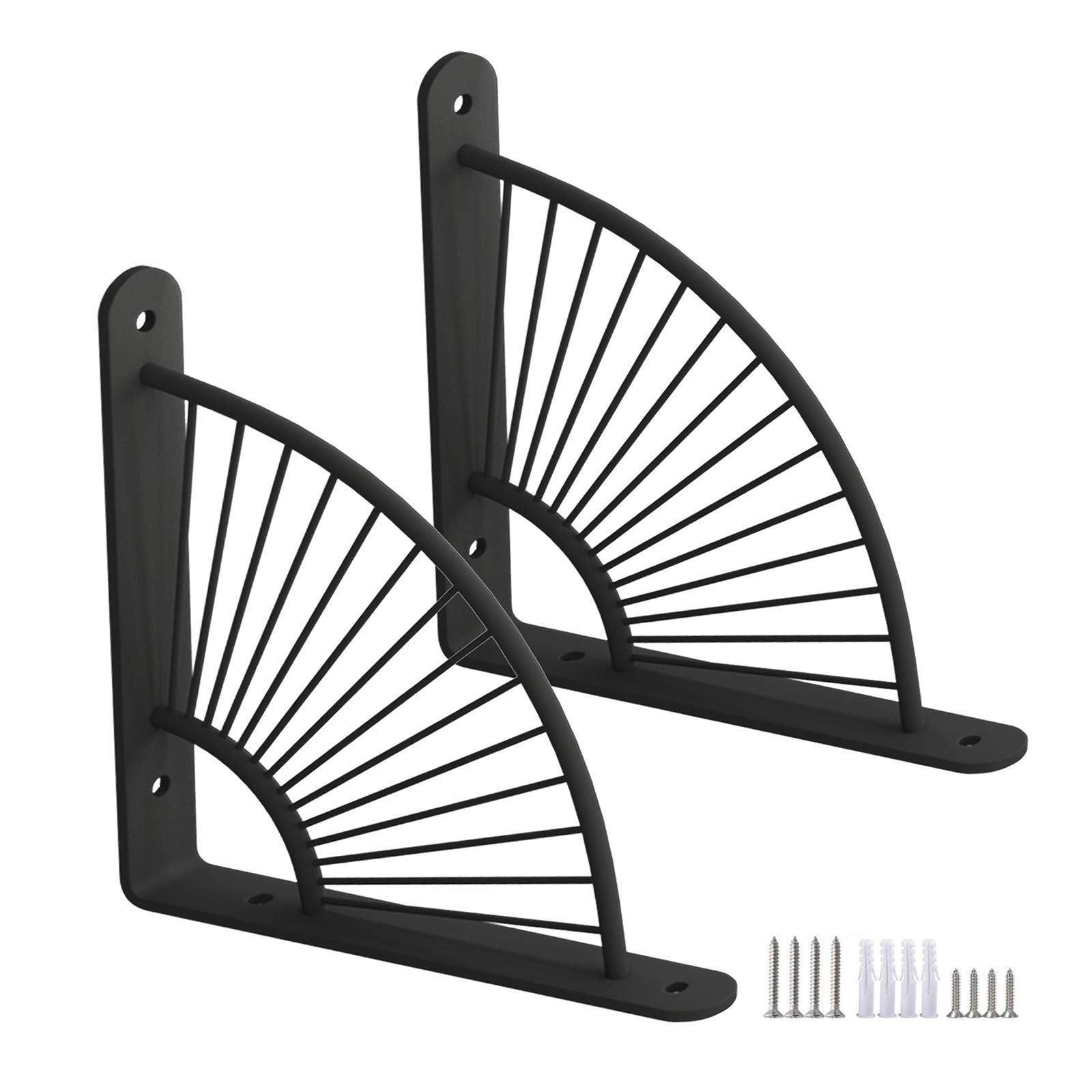 Support d'étagère murale en métal pour salon et cuisine - Équerre style flottant design noir