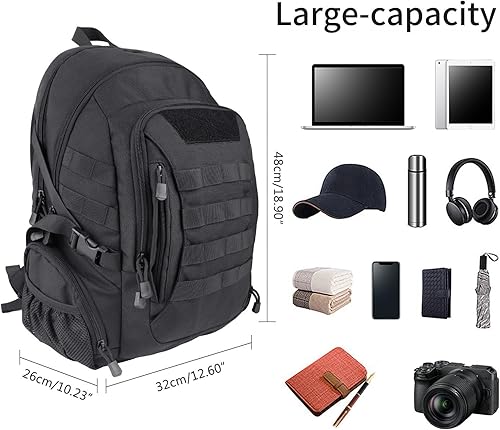 Miniatura 2 de Mochila militar táctica de 45L para adultos para portátiles de 17 pulgadas, Negro -, Casual