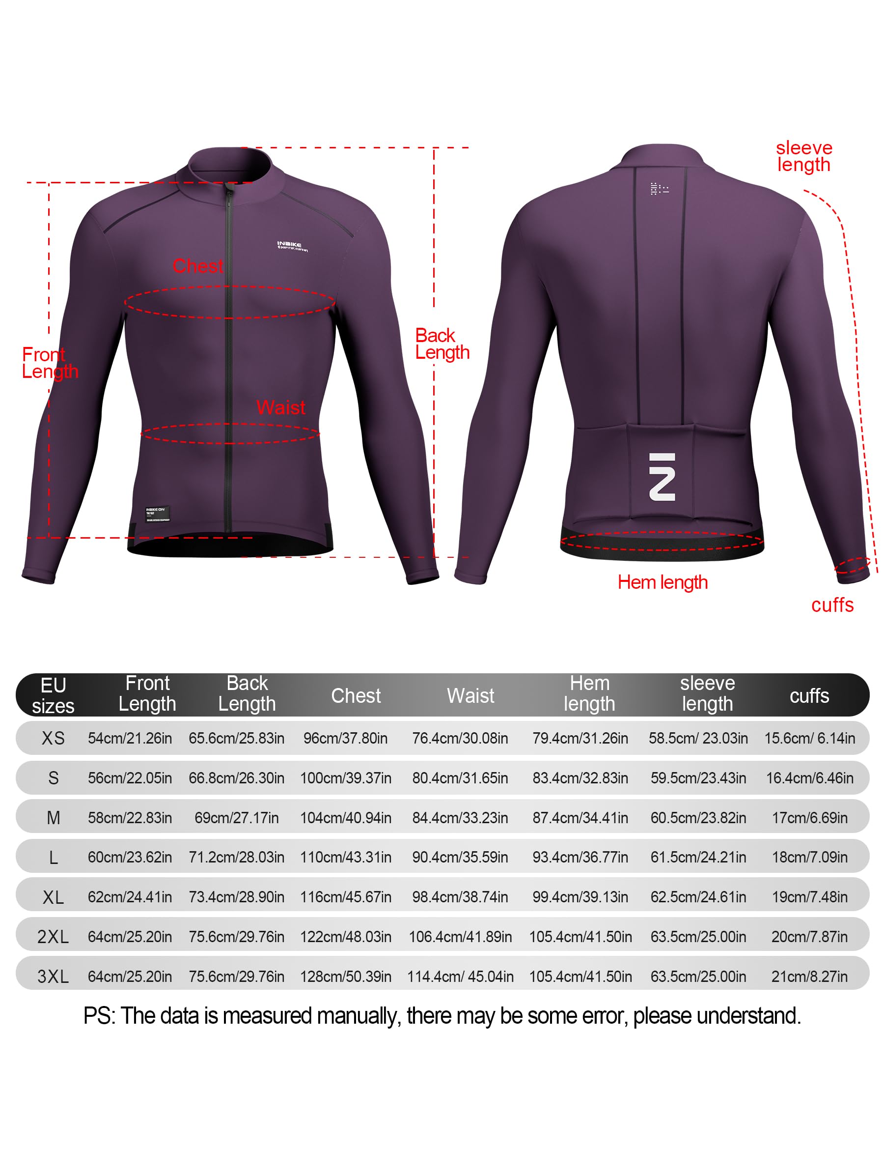 INBIKE FG102 koszulka rowerowa męska, ciepła, z 3 kieszeniami, polarowa, slim fit, bardzo elastyczna, oddychająca