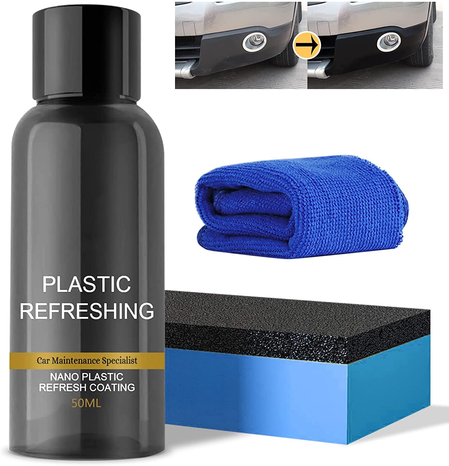 Plastic Parts Refurbish Agent, Plastic Refreshing for Cars Revitalizing Coating, Car Detailing Supplies Nano Plastic Restorer Coating, 2022 New Car Restorer Cream Quick Restorer (50ML-1Pcs)