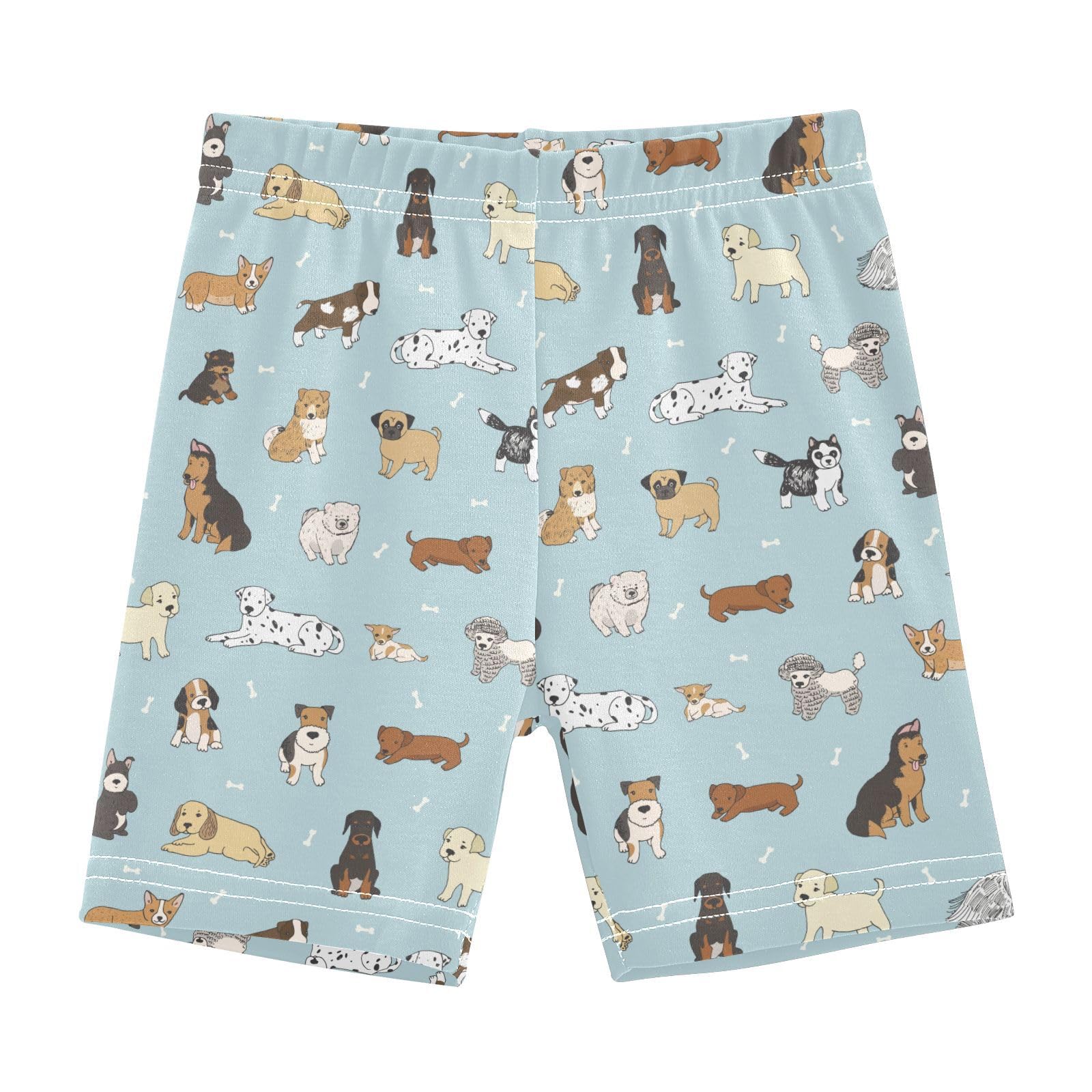 JHKKU Girls Bike Shorts Cute Dogs Under Dress Dance Shorts Toddler Cartwheel Biker Shorts Kids Summer Clothes 10Y