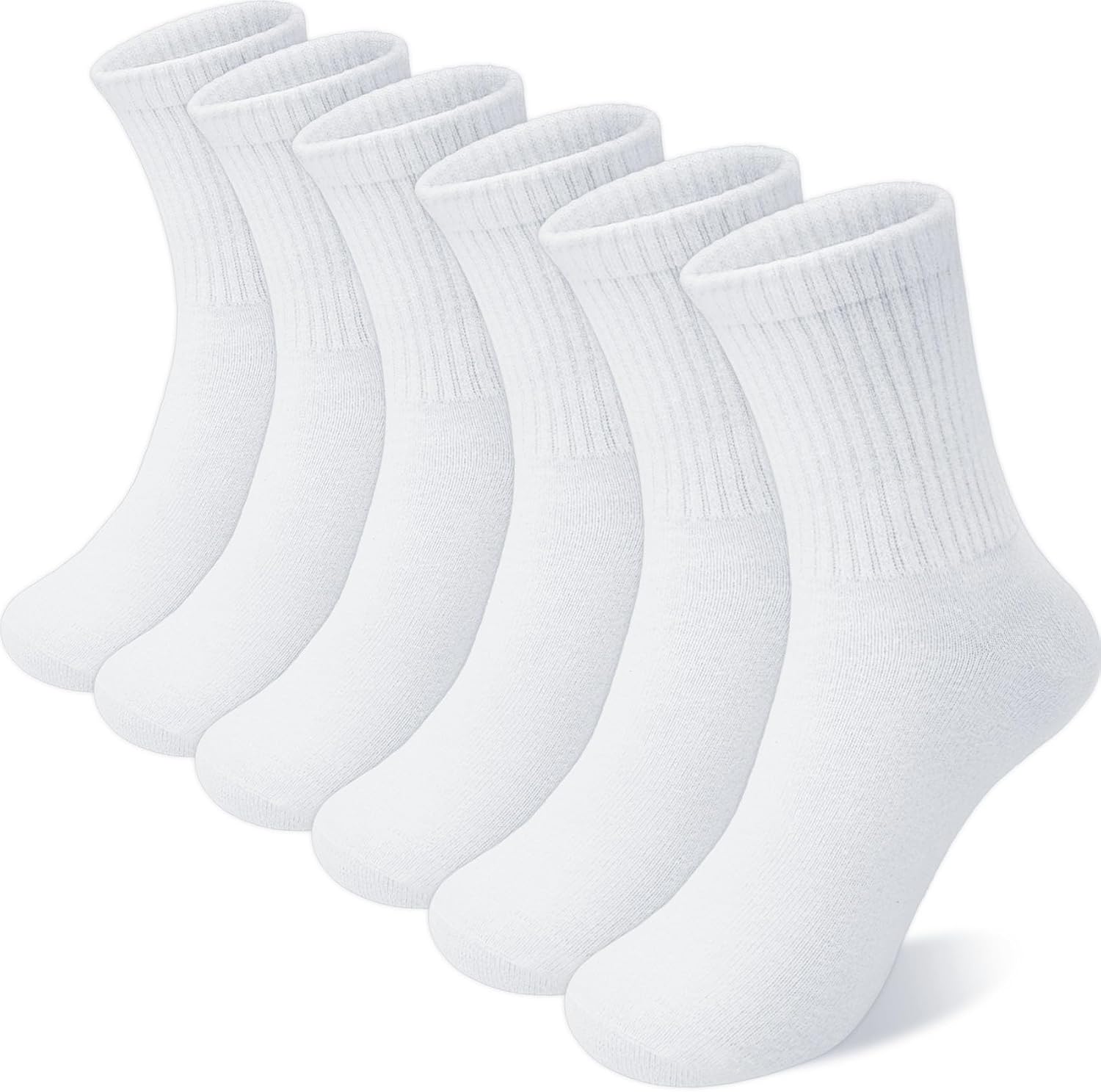 Kids Socks for Boys Girls, Athletic Cotton Crew Socks | 6 Pairs Unisex, Soft Breathable, Stretchy Cuffs, Moisture Wicking, Fits School Uniform, Suitable for 4-12 Years