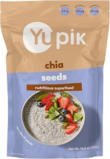 Yupik Raw Black Chia Seeds 10.6oz Gluten-Free Kosher Superfood Omega-3 Fiber Magnesium Rich Gels Easily