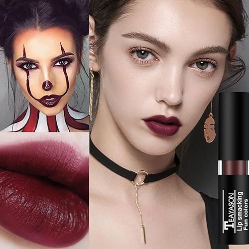 Miniatura 5 de AKARY Lápiz labial rojo cereza mate, impermeable, brillo de labios de larga duración, lápiz labial gótico, maquillaje que no se decolora, lápiz