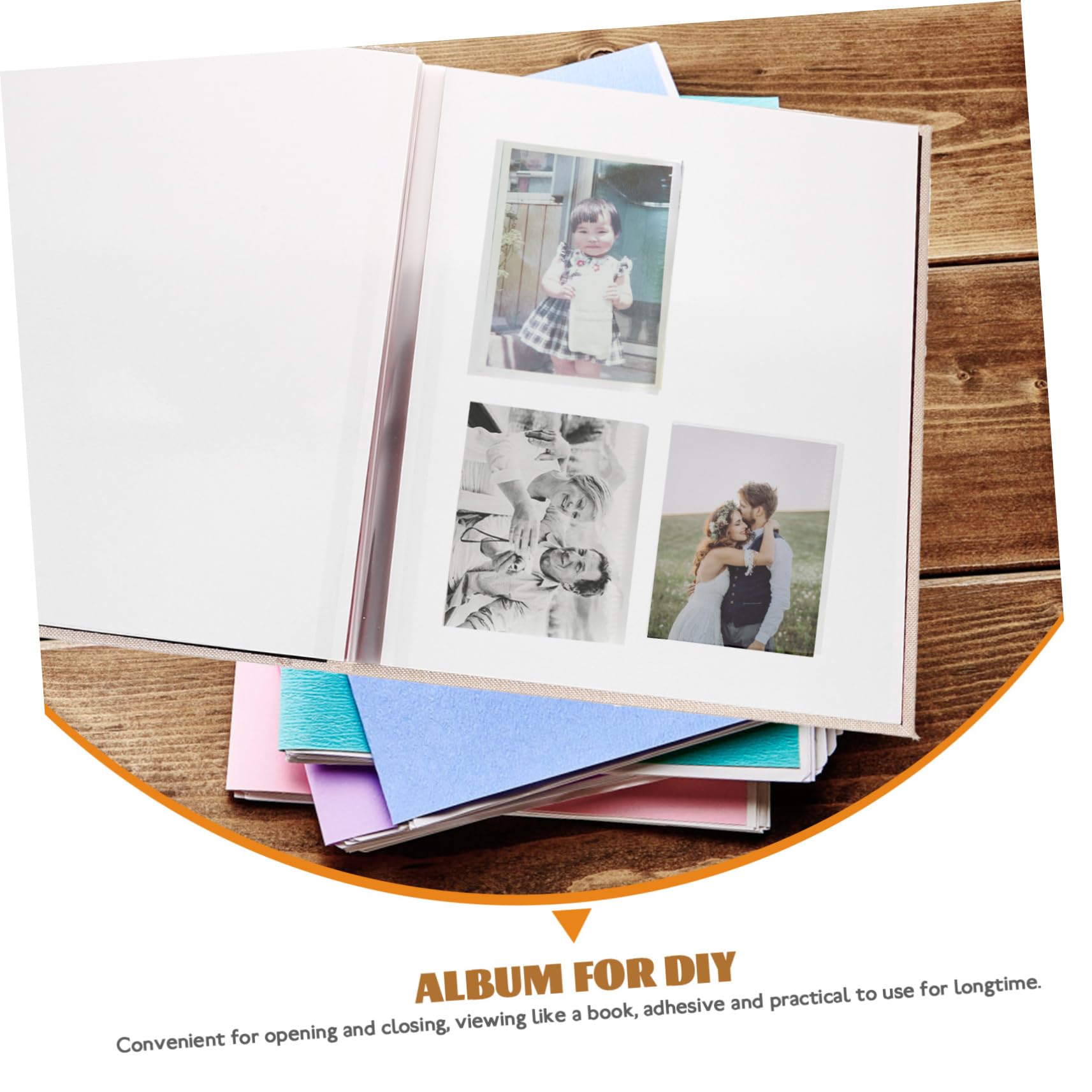 Fotobuch Selbstklebend mit Leineneinband Akkordeon-design Leere Innenseiten für Schreibbereich und Fotos zum Selbstkleben für Familienfotos und Erinnerungen