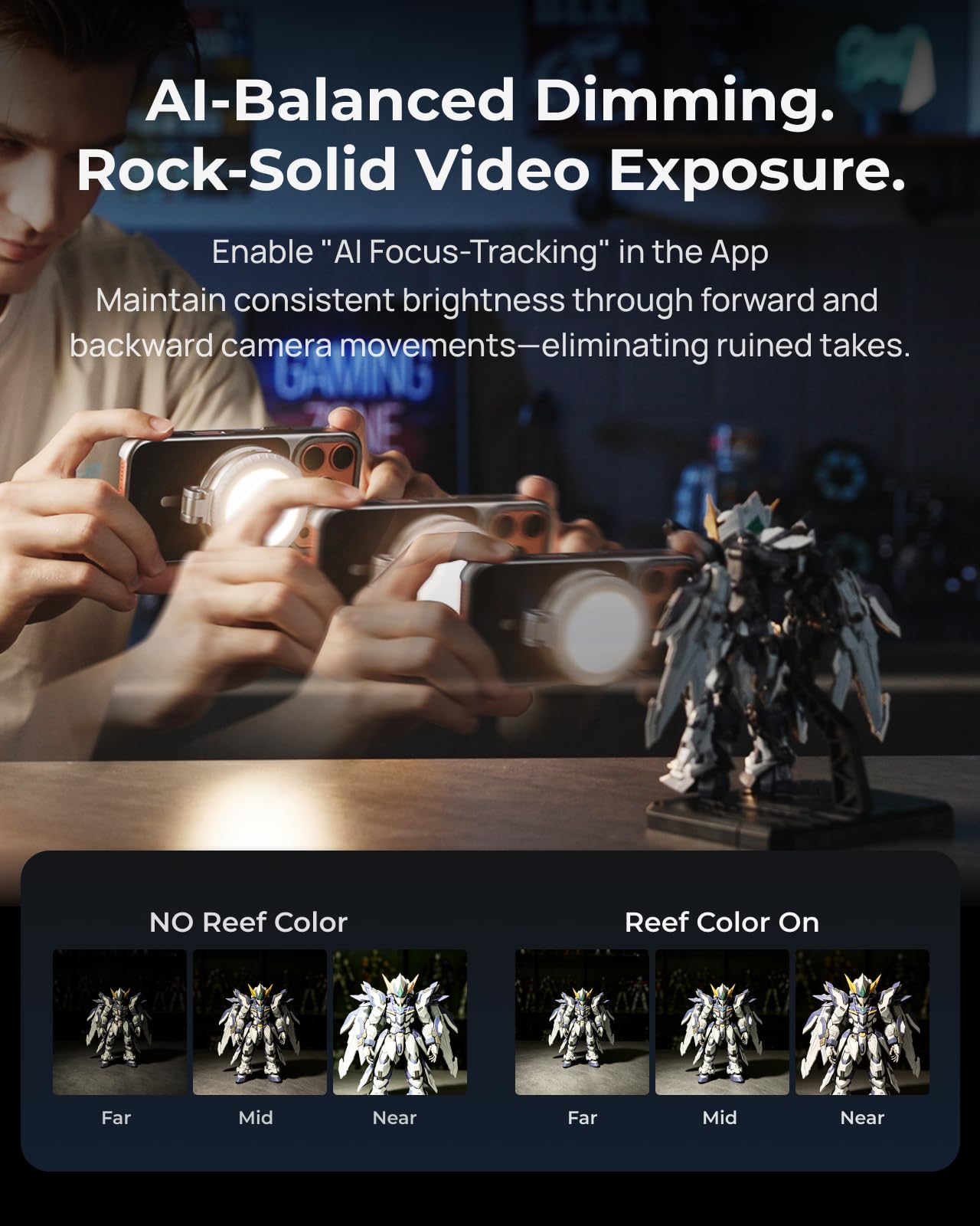 TELESIN Aura Zoom Fill Light, Luce Zoom Smartphone per Creator