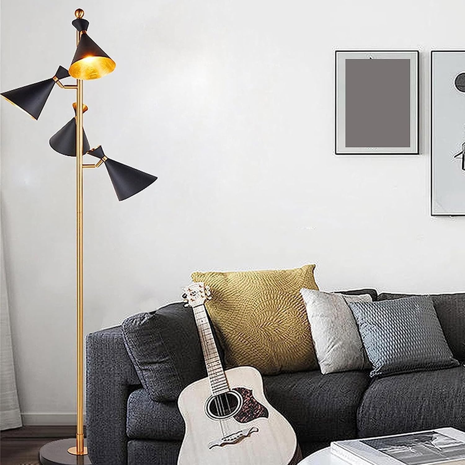 Lámpara de Lectura Ajustable de Hierro lámpara de Cano de lámina Dividida Ajustable Adecuado para Sala de Estar Comedor salón de Estudio lámpara de pie Dormitorio