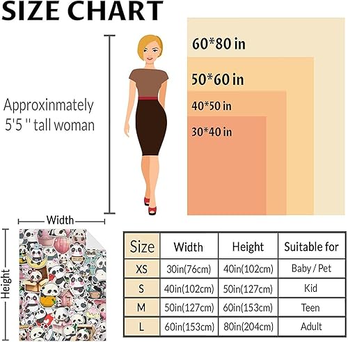 Miniatura 63 de Manta de panda personalizada con nombre, 30 x 40 pulgadas, bonita manta para niños, mantas de felpa suave colorida para sofá, oficina