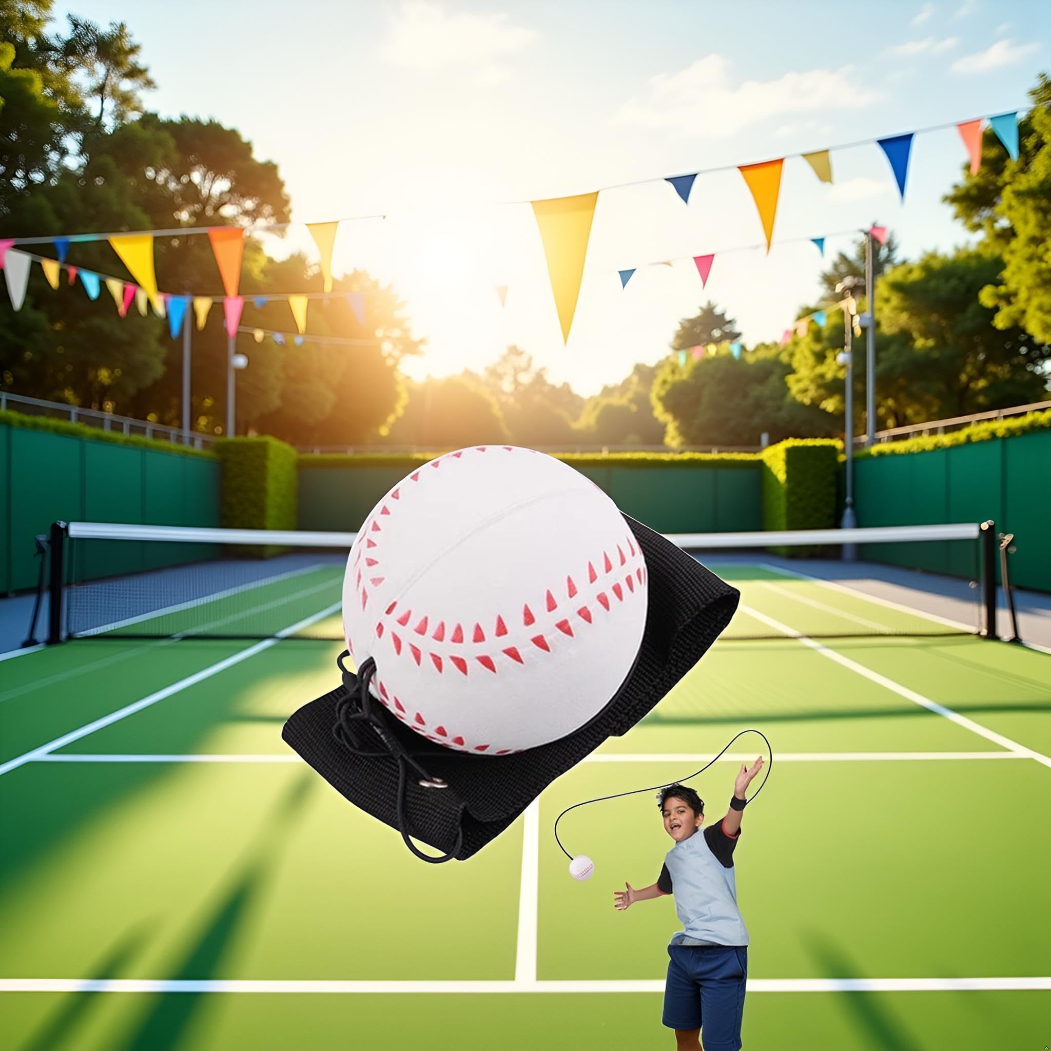 HEYTIMI 12 PCS Baseballs Wrist Return Ball On A String 1.85 Inch Rebound Bouncy Ball