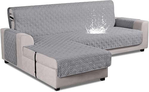 Miniatura 12 de VANSOFY Fundas de sofá modulares mejoradas, 100 % impermeables, en forma de L, reversible, para sofá seccional, funda protectora para mascotas, Gris