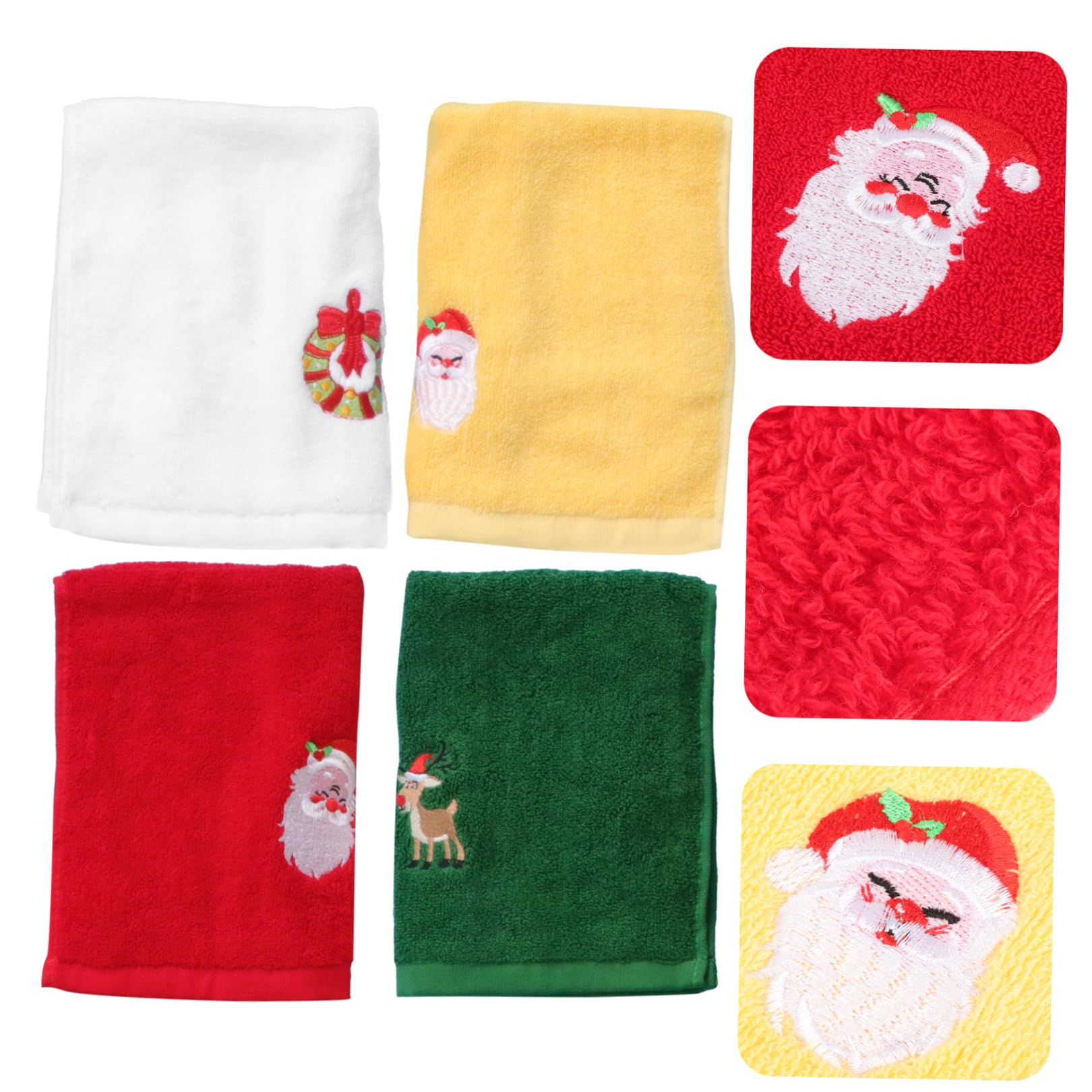 4pezzi Asciugamano Natalizio Ricamato Asciugamano Decorativo per Feste Confortevole e Resistente Morbido per Uso Quotidiano Regalo di Natale Stili multipli