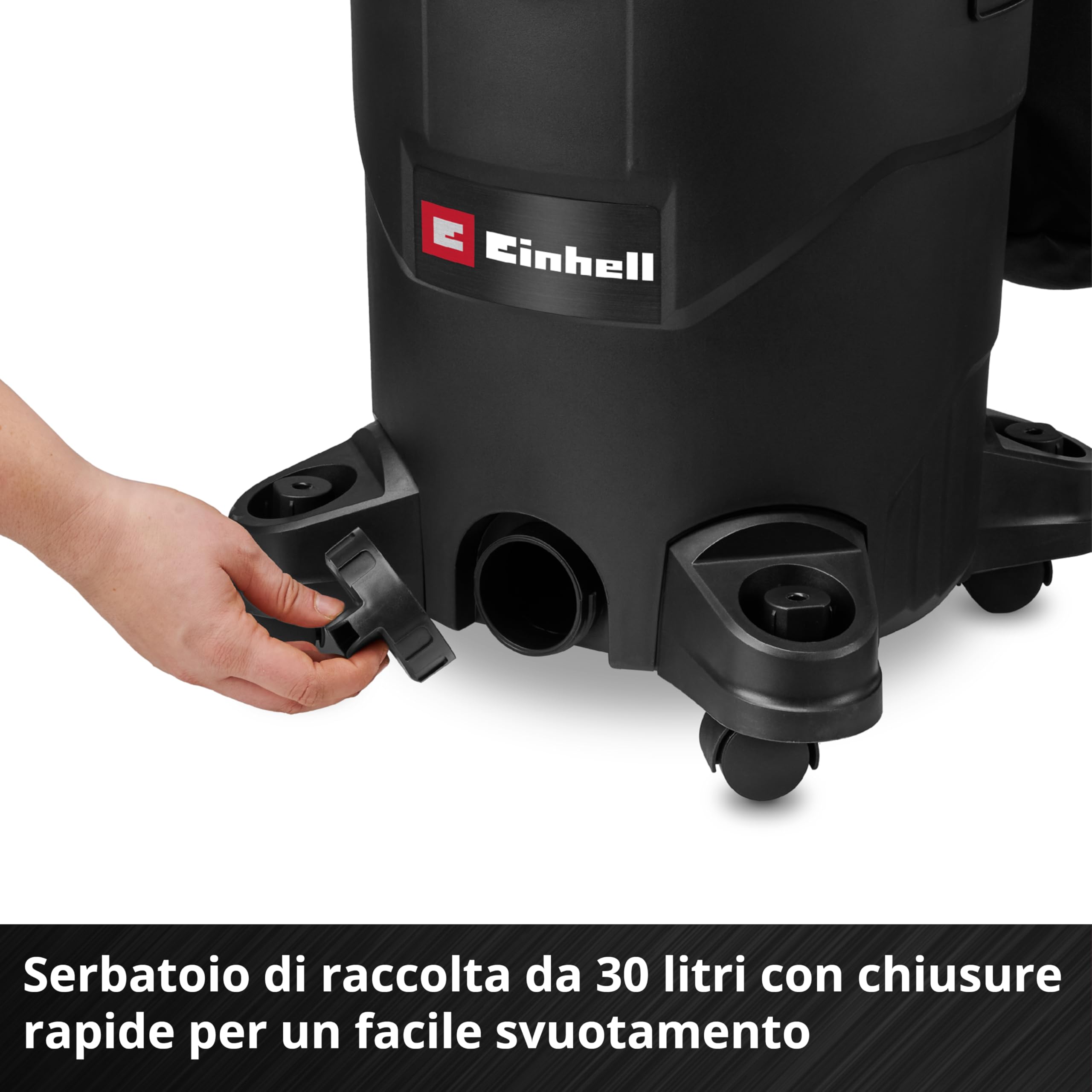 Aspiratore a secco e umido Einhell TC-VC 3055 A (850 Watt, aspirazione 190 mbar, presa automatica, serbatoio di raccolta da 30 litri, maniglia di trasporto, bocchette, filtri e sacco raccogli-sporco) | 850 W, 190 mbar, presa automatica, contenitore di rac