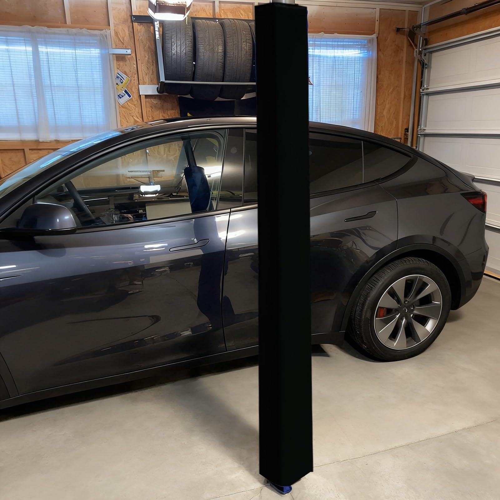 EXCLURA 6 ft Garage Pole Padding Square, Basketball Pole Padding Column Cover, Wrap Foam Basement Pillar Wrap, Universal Playground Post Protector(Black,10x10/25x25cm)