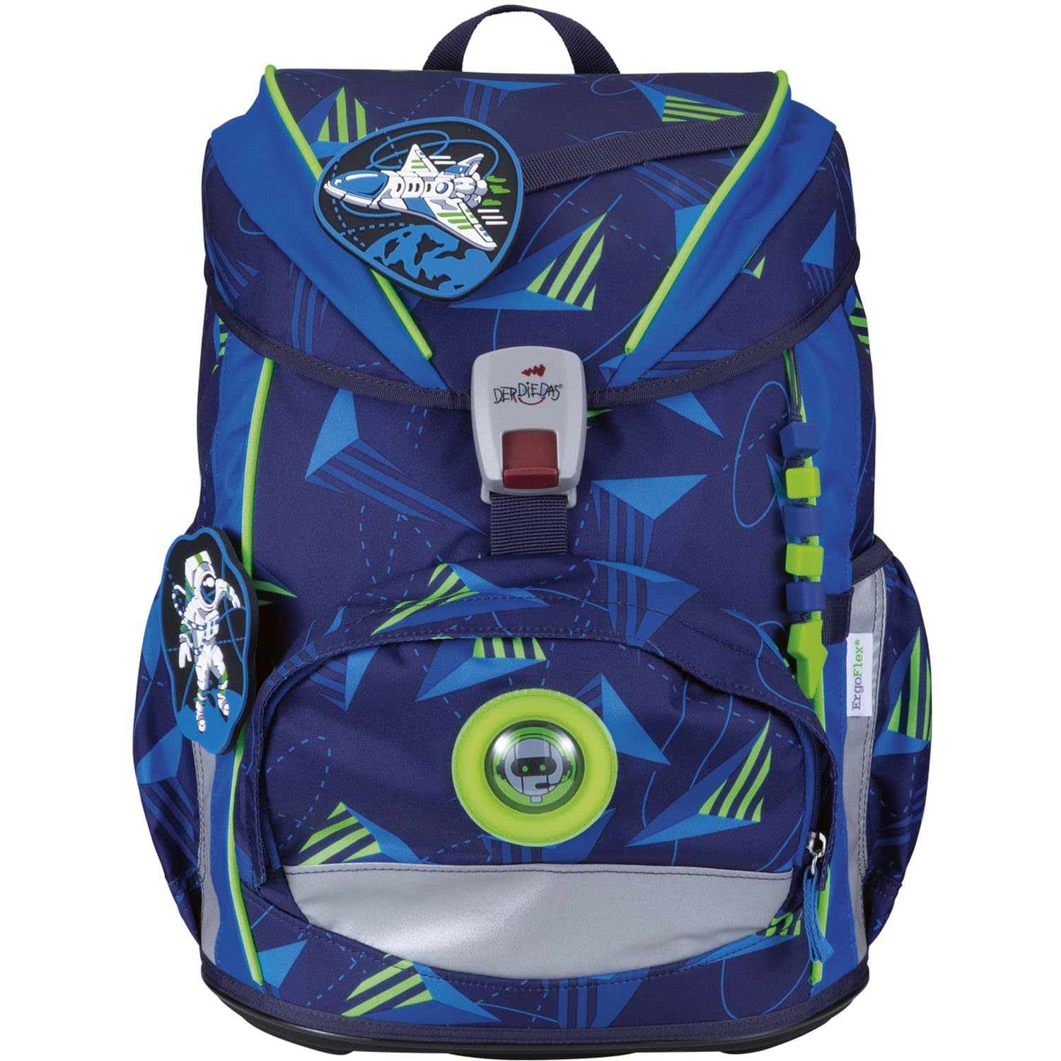 DerDieDas Schulranzen ErgoFlex Light LED Set 6-teilig Moon Mission blau