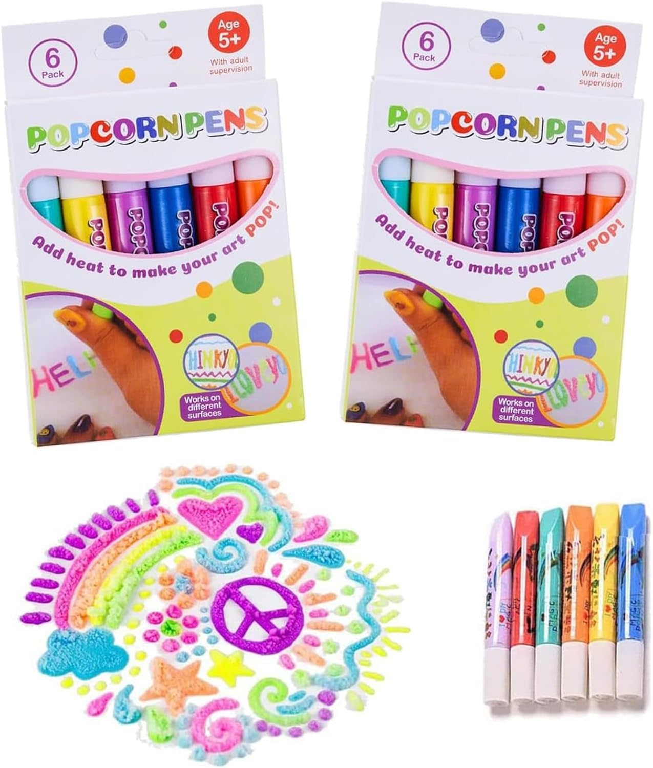 Novgorod 2Pcs Bubble Pop-Corn Drawing Pens - 12 Puffys Bubble | Magic Pop-Corn | Magic Colour Bubble Pop-Corn Drawing Pens | Puffys Embellish Decorate Graffiti Stationery