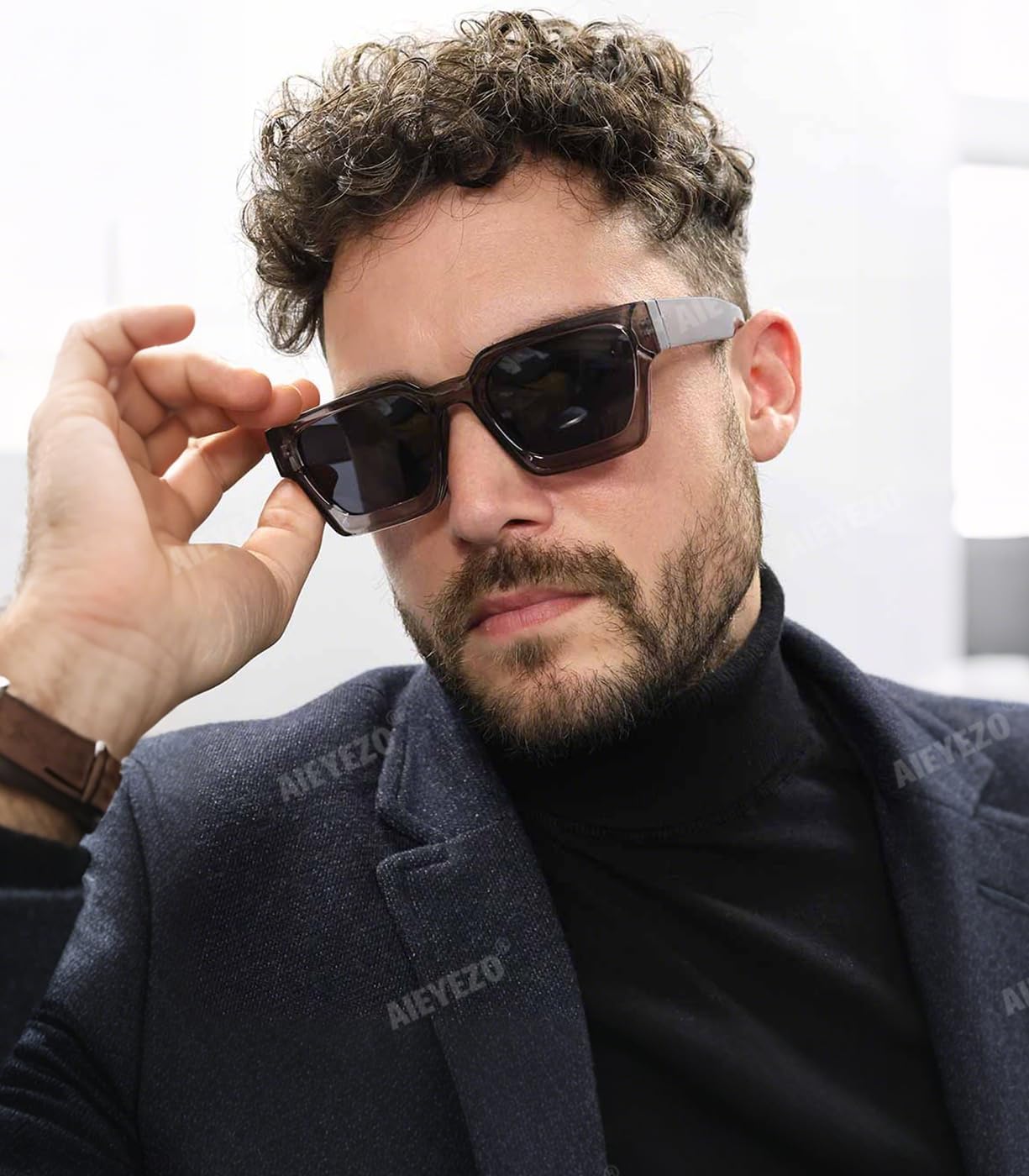 AIEYEZO Square Sunglasses for Women Men Square Thick Frame Sun Glasses Simple Designer Style Shades - Image 2