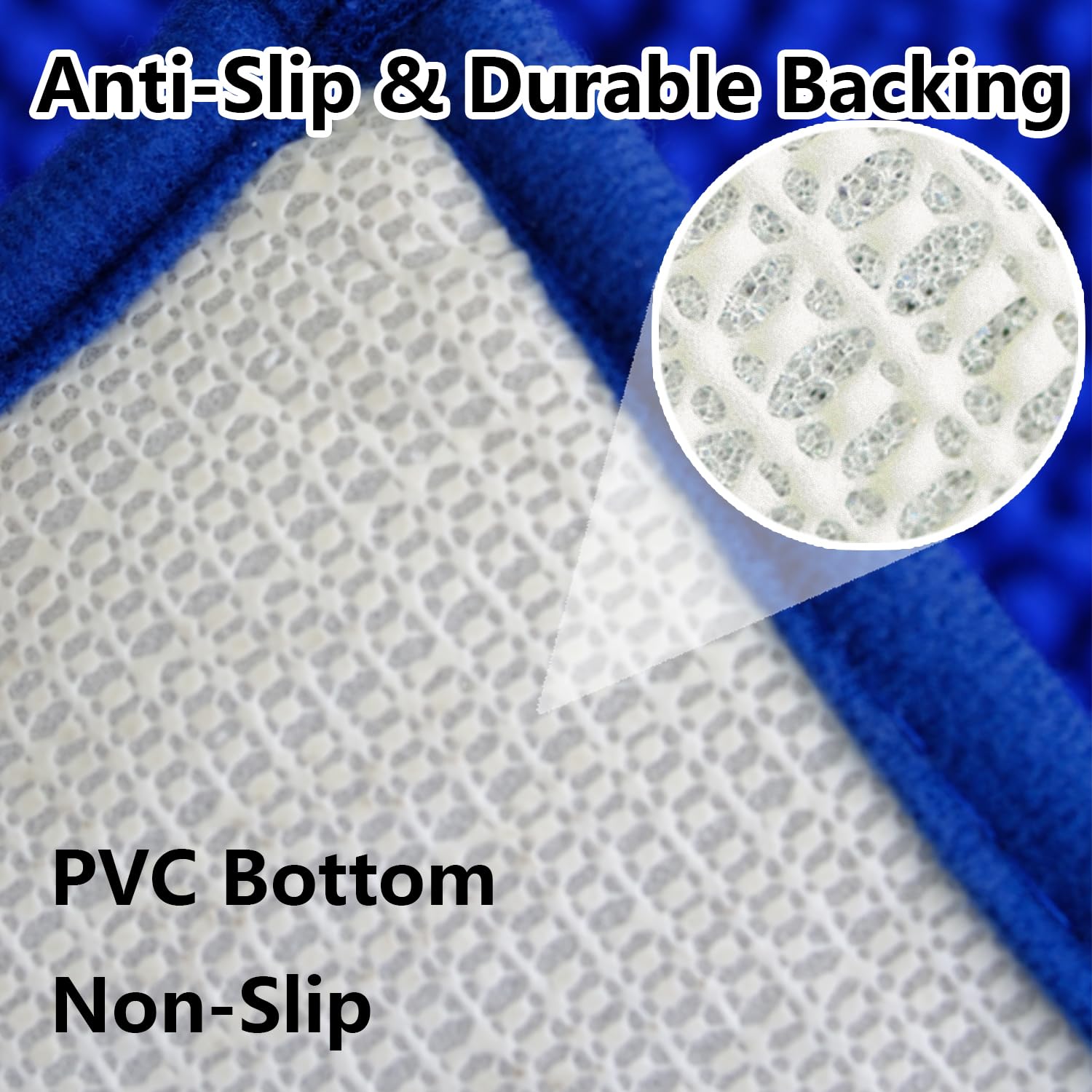 Alfombras de baño de felpilla de 3 piezas extra suaves y absorbentes, lavables a máquina, parte inferior antideslizante de PVC resistente, tapetes de felpa (azul rey)