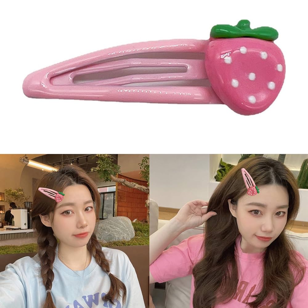 ぷっくり いちごクリームケーキ ベビーヘアクリップ ヘアピン ヘアゴム 髪飾り ぷっくりイチゴ♡ベビーヘアクリップヘアゴム