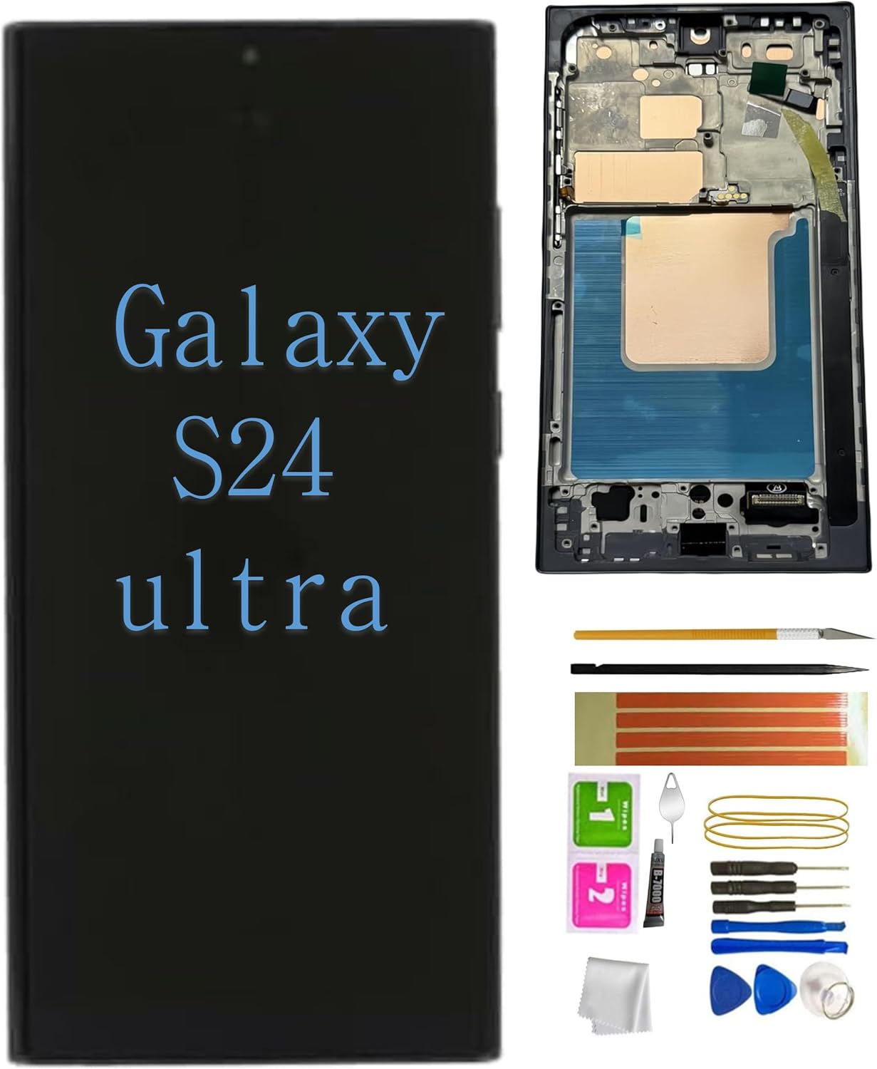 for Samsung Galaxy S24 Ultra Screen Assembly, LCD Display Touch Screen Glass Outer Lens with Frame, Replacement Repair Part (S9280) (Black)