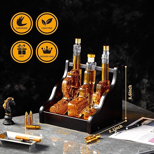 Miniatura 2 de Regalos para hombres, papá, juego de decantador de whisky de 3 pistolas con estante de exhibición, ideas únicas de regalo de cumpleaños para él,