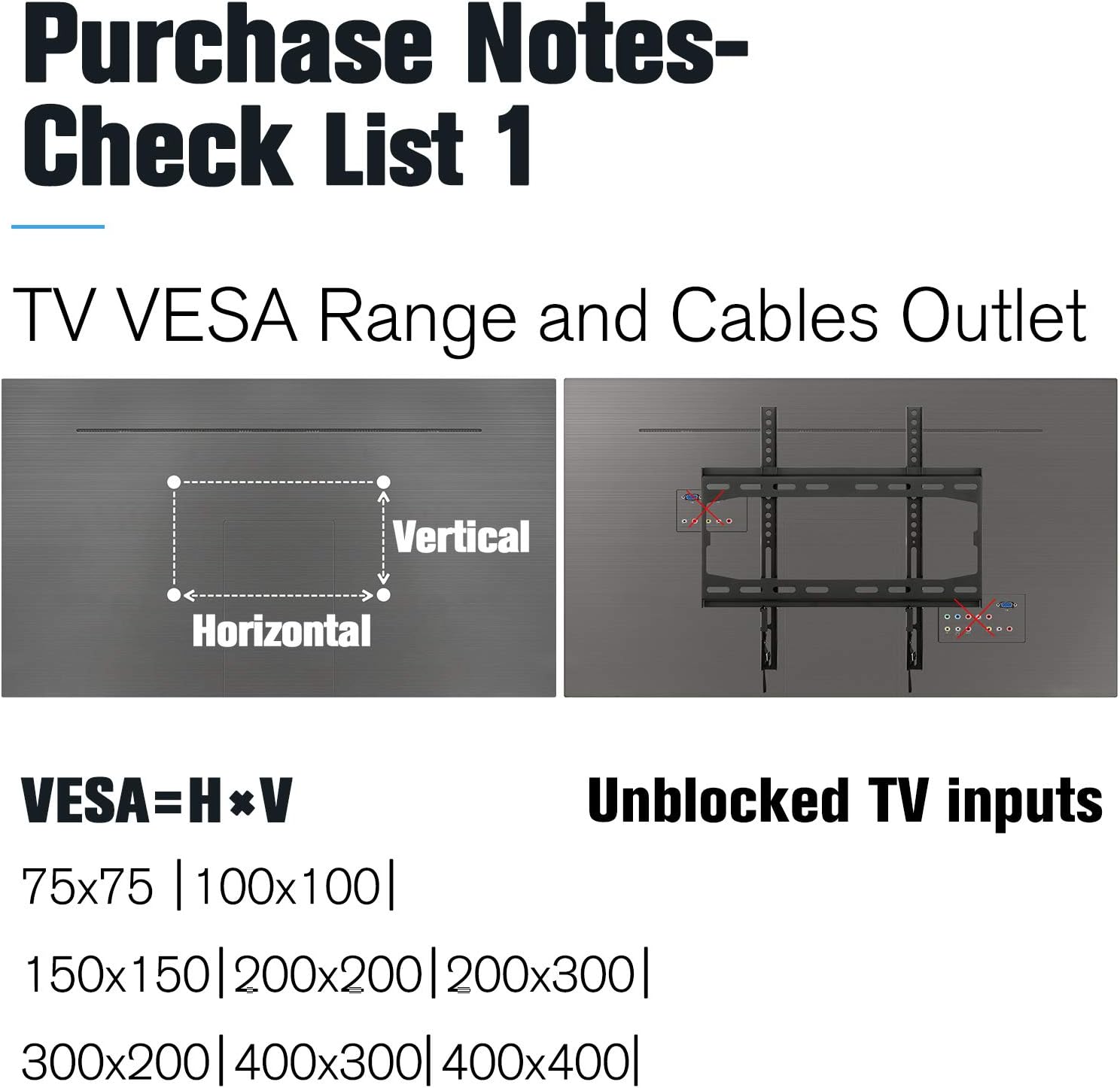 Mounting Dream TV Mount Fixed for 26-55 Inch LED, LCD and Plasma TV, TV Wall Mount Bracket up to VESA 400x400mm and 100 LBS Loading Capacity, Low Profile and Space Saving MD2361-K : Electronics