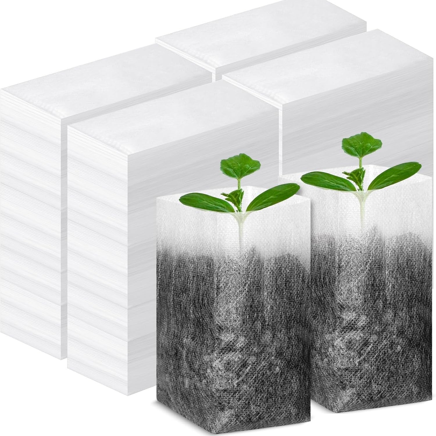 600 Piezas Bolsas de Cultivo de Plantas, Bolsas de Vivero Planta de Tela no Tejida, Bolsa de Tela para Macetas, Biodegradable, Transpirable, para Verduras, Flores y Frutas en Granjas (12.5×17.5cm) — view 10