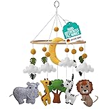 wortek Mobile Baby Mobile Babybett Mobile Wickeltisch - mit Safari Tieren aus Filz - Baby Mobile für Bett Baby Windspiel zum Aufhängen - Babymobile Bettglocke Babyzimmer Deko Junge und Mädchen/ll-ab