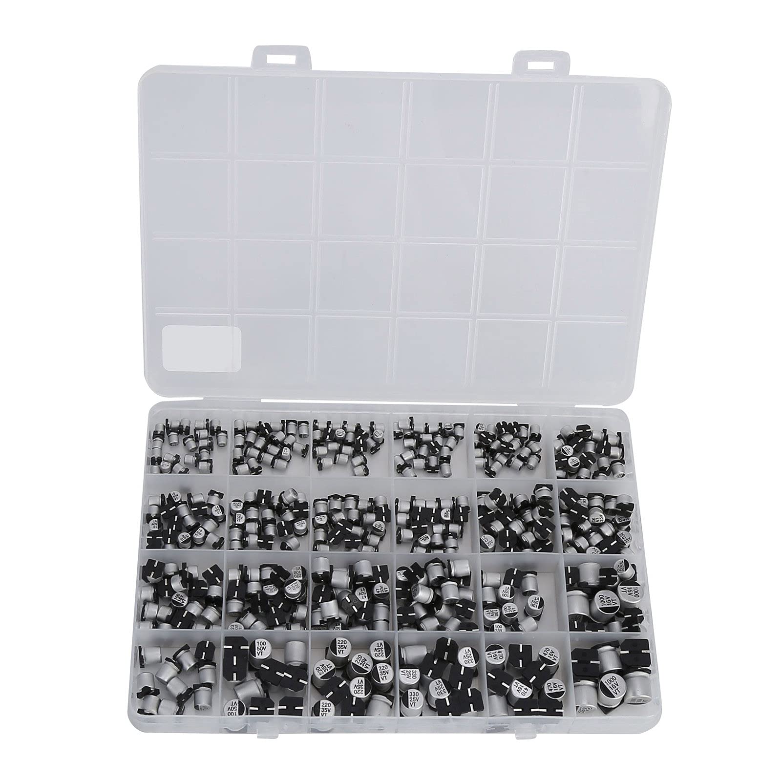 Kit de condensador electrolítico SMD, 24 valores, accesorio de bricolaje de aluminio, 6,3 V-50 V