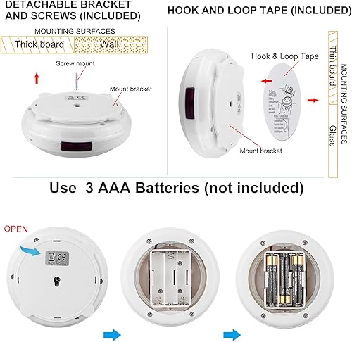 Miniatura 5 de BIGMONAT Luz de disco LED inalámbrica, funciona con pilas, mini luz debajo del gabinete con control remoto, luces adhesivas para armario, cocina,