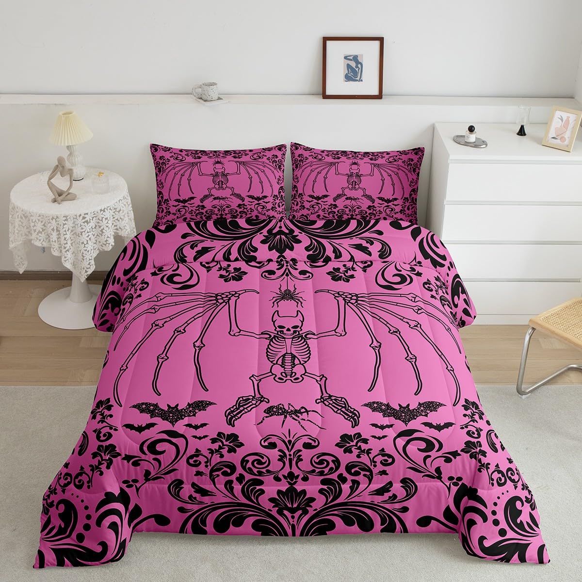 Amazon.com: Erosebridal Pink Halloween Moth Bedding Comforter Sets