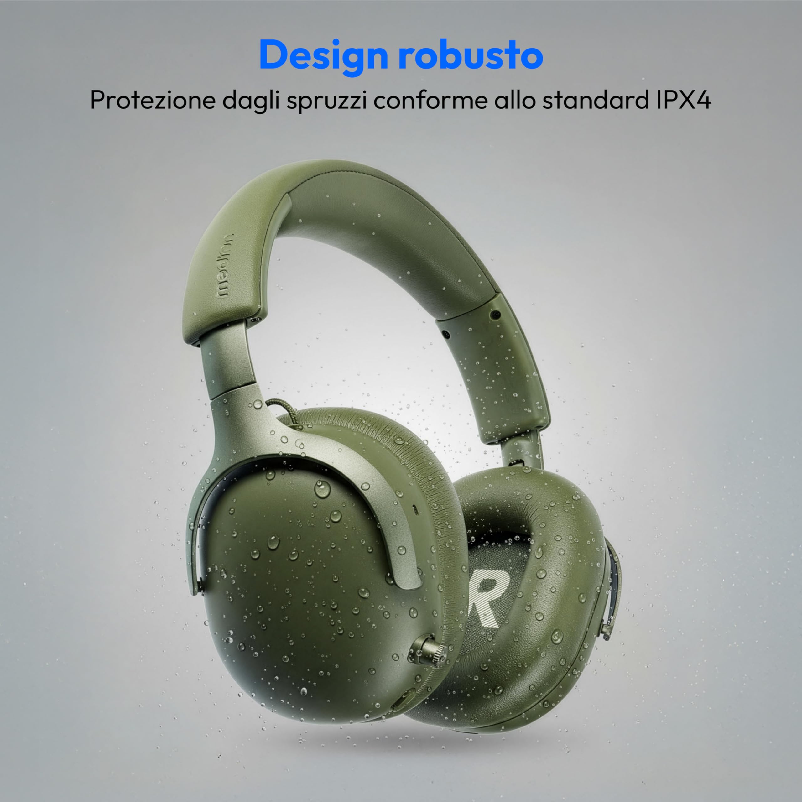 MEDION cuffie Over Ear HX-1 Pure (Bluetooth, wireless, fino a 100 h di autonomia, protezione dagli spruzzi IPX4), verde