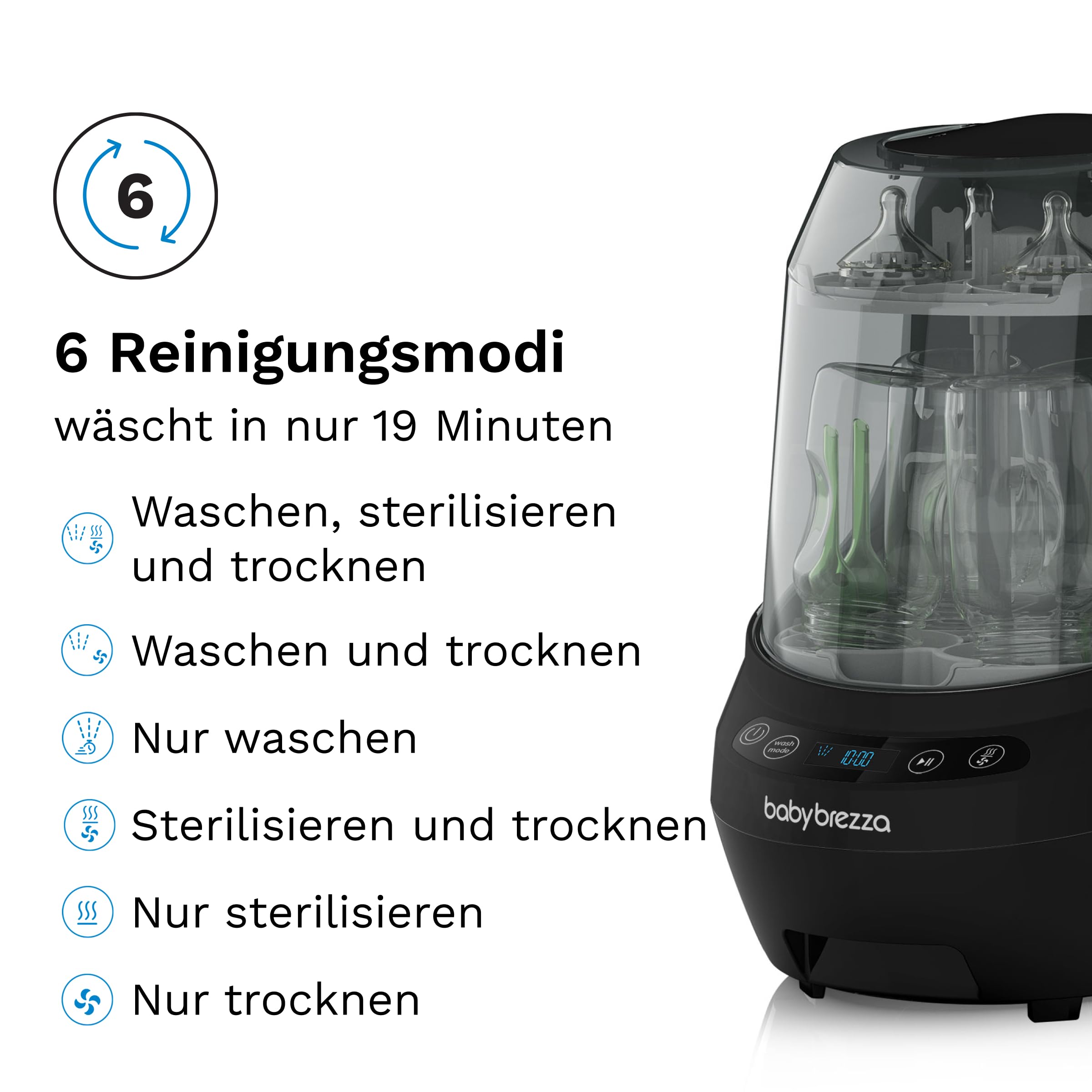 Baby Brezza Formula Pro WiFi & Bottle Washer Pro Bundle Schwarz Set | Mischt Milchpulver & Wasser per App, wäscht, sterilisiert & trocknet Flaschen automatisch – Premium-Bundle