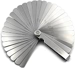 Stainless Steel Feeler Gauge Universal Standard SAE and Metric Offset Valve Thickness Gauge 32-Piece Blade Tool for Measuring Gap Width/Thickness
