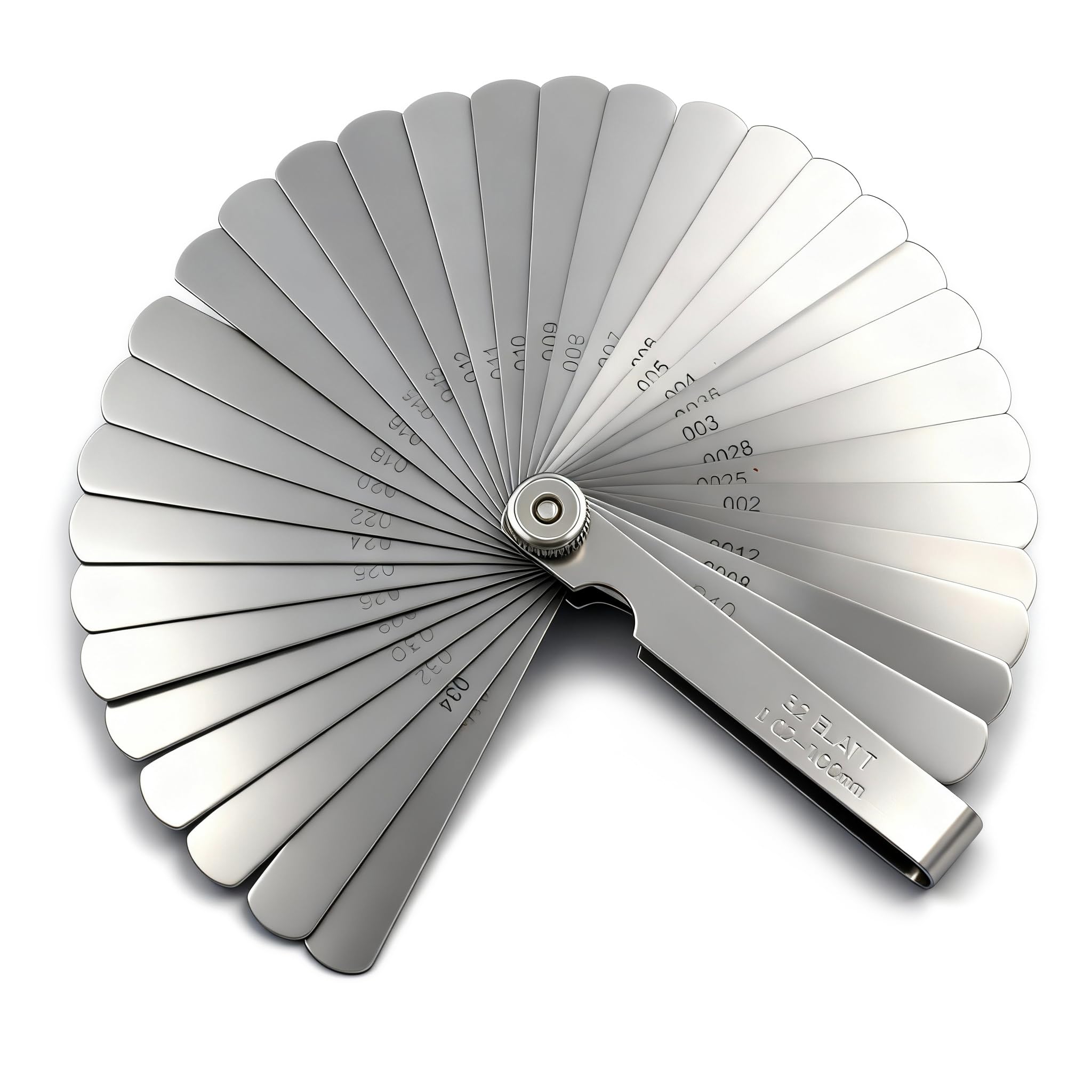 Stainless Steel Feeler Gauge Universal Standard SAE and Metric Offset Valve Thickness Gauge 32-Piece Blade Tool for Measuring Gap Width/Thickness