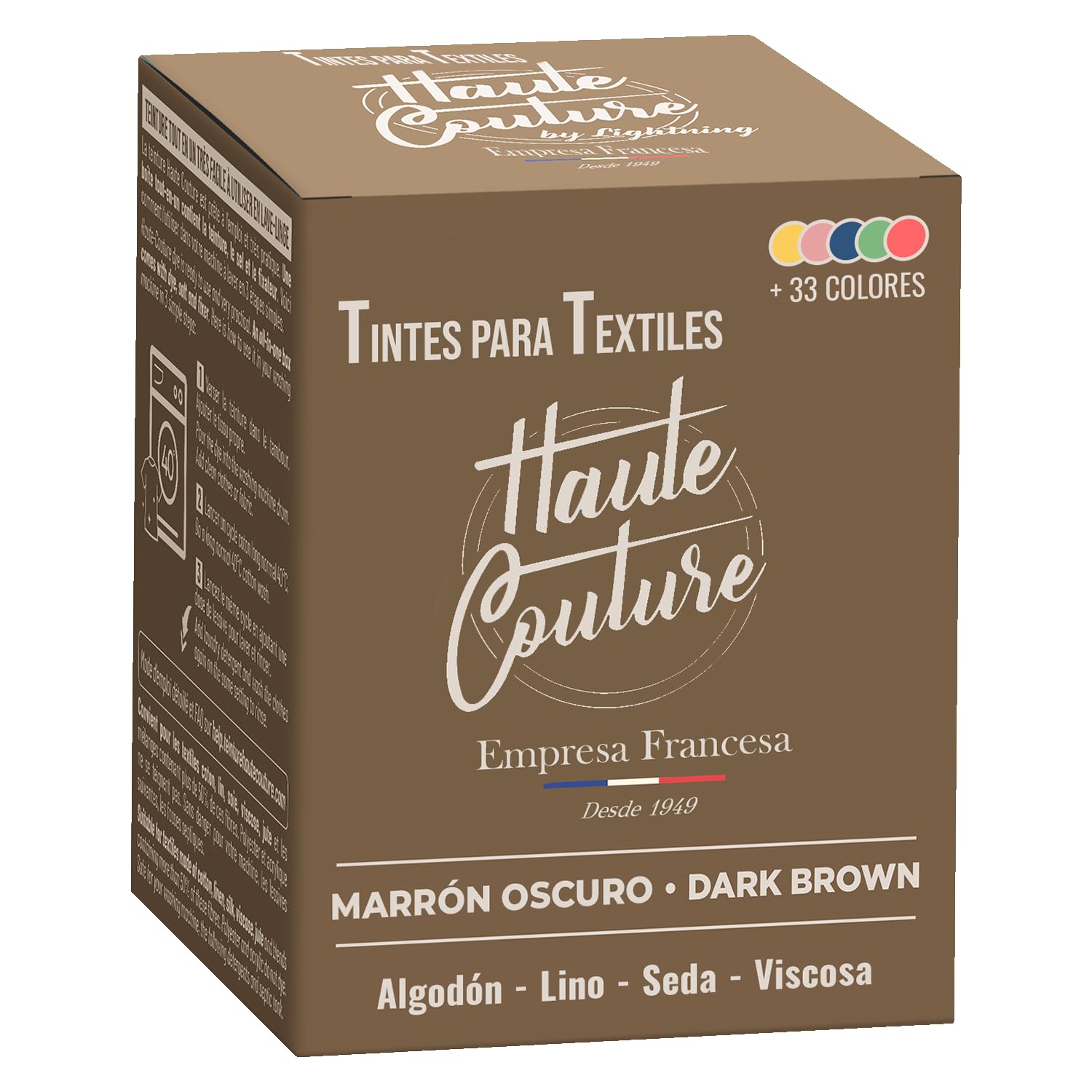Haute Couture - Tinte para Ropa y Textil Marrón - Marrón Oscuro - 350g - Tinte Textil Todo en uno - Listo Para Teñir Ropa y Tejidos