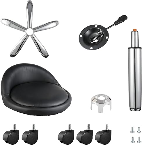 Vista 6 de SUPER DEAL Adjustable Height Hydraulic Rolling Swivel Salon Stool Chair, Tattoo Facial Massage Spa Medical Stool with Backrest Wheels, Black Negro