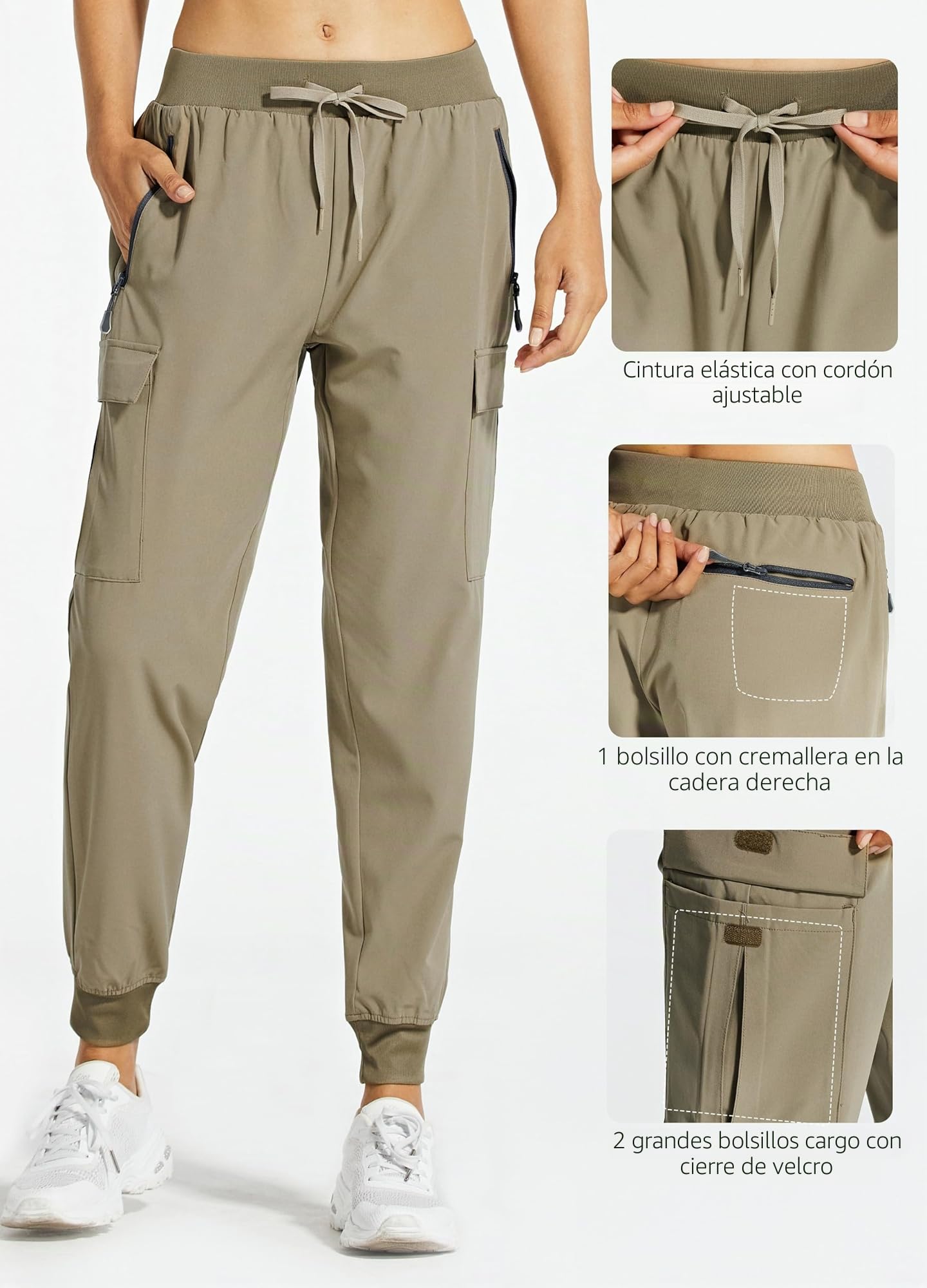 Libin Pantalones Trekking Mujer Pantalón de Cargo Joggers Ligero Secado Rápido Senderismo Pantalones de Montaña Deportivos Entrenamien Casual al Aire Libre