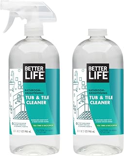 Better Life Tea Tree Bathroom Cleaner Spray, 32oz Pack of 2 - Foaming Tub, Tile & Shower Mold Remover, Hard Water Stain Fighter