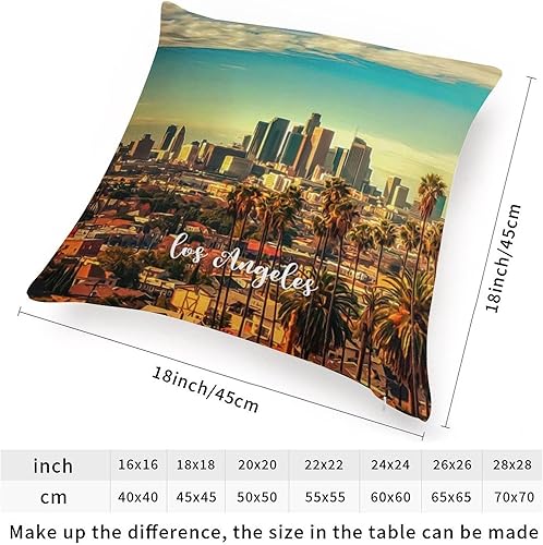 Miniatura 2 de USA City Los Ángeles - Funda de cojín decorativa con cremallera cuadrada para el hogar, recuerdos de la ciudad, funda de almohada de viaje de ciudad