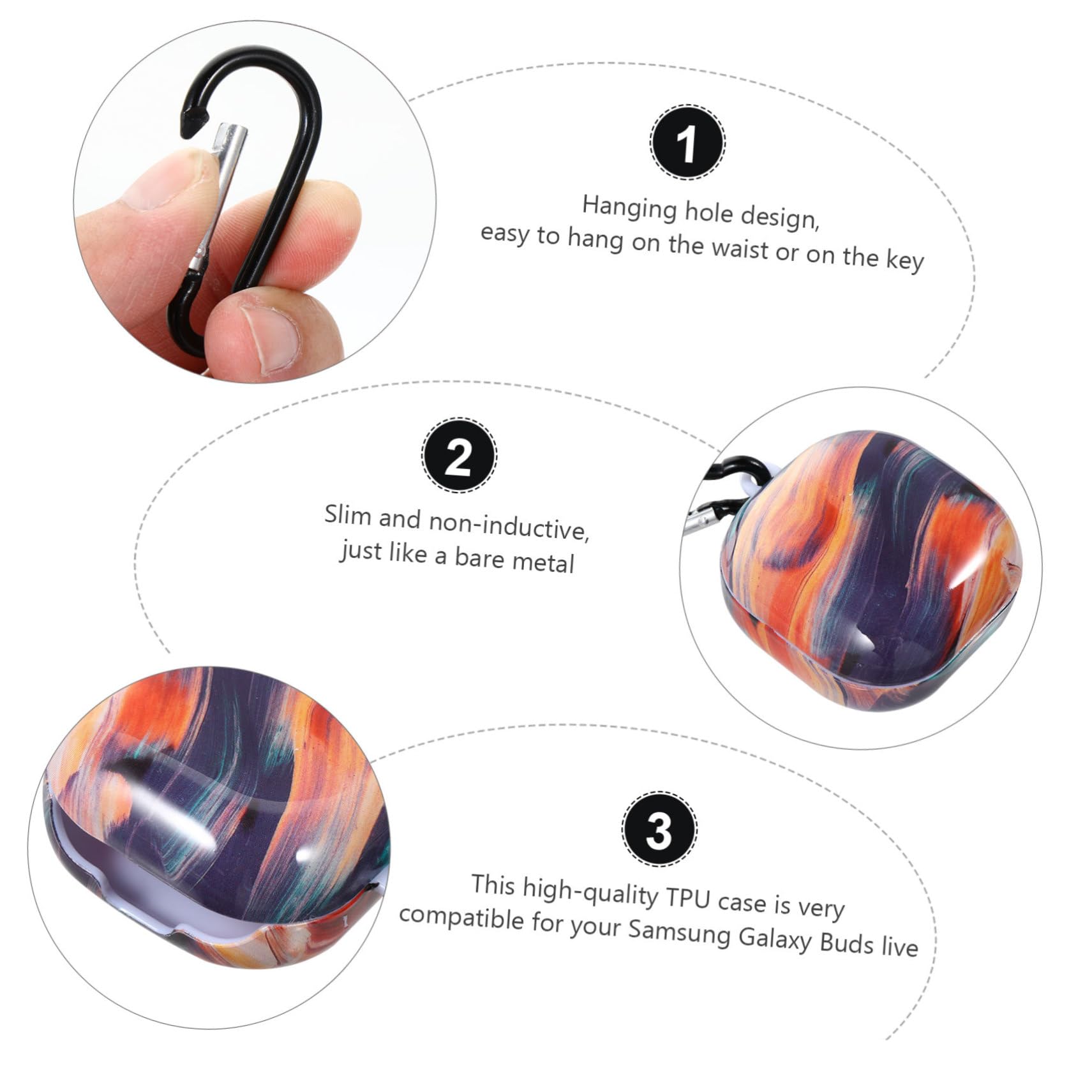 DOITOOL 3stücke Earphone Protective Case Cover Für Buds Live Stoßfest Mit Marmor-Muster Leicht Zu Reinigen Und Tragbar Für Sicheren Schutz Ihrer Ohrhörer